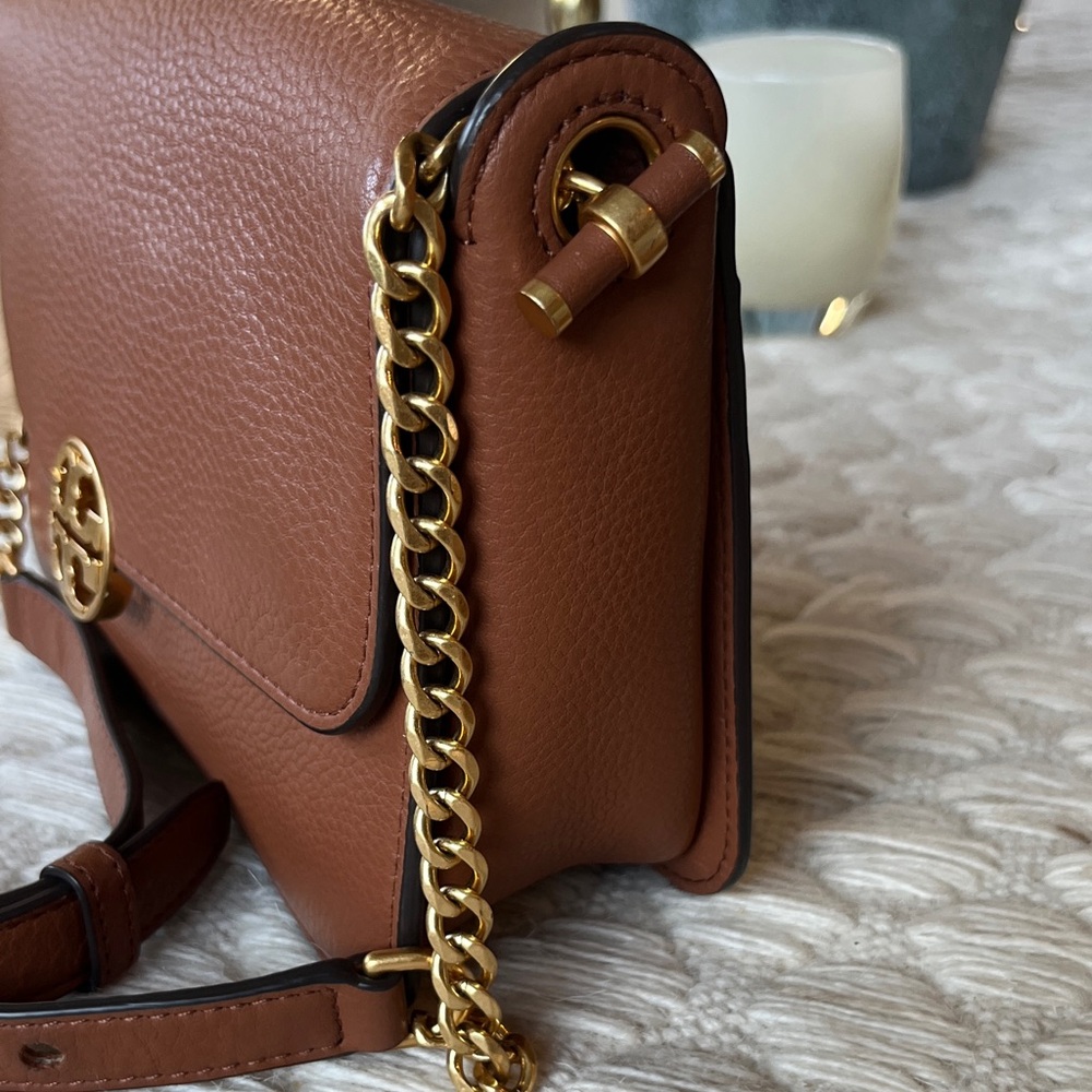 Tory Burch Chelsea Convertible Shoulder Crossbody Tan Brown Leather Bag - Picture 4 of 11